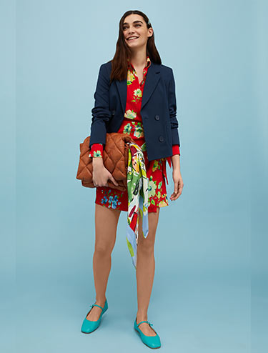 Double-breasted jersey blazer - navy blue - MAX&Co.